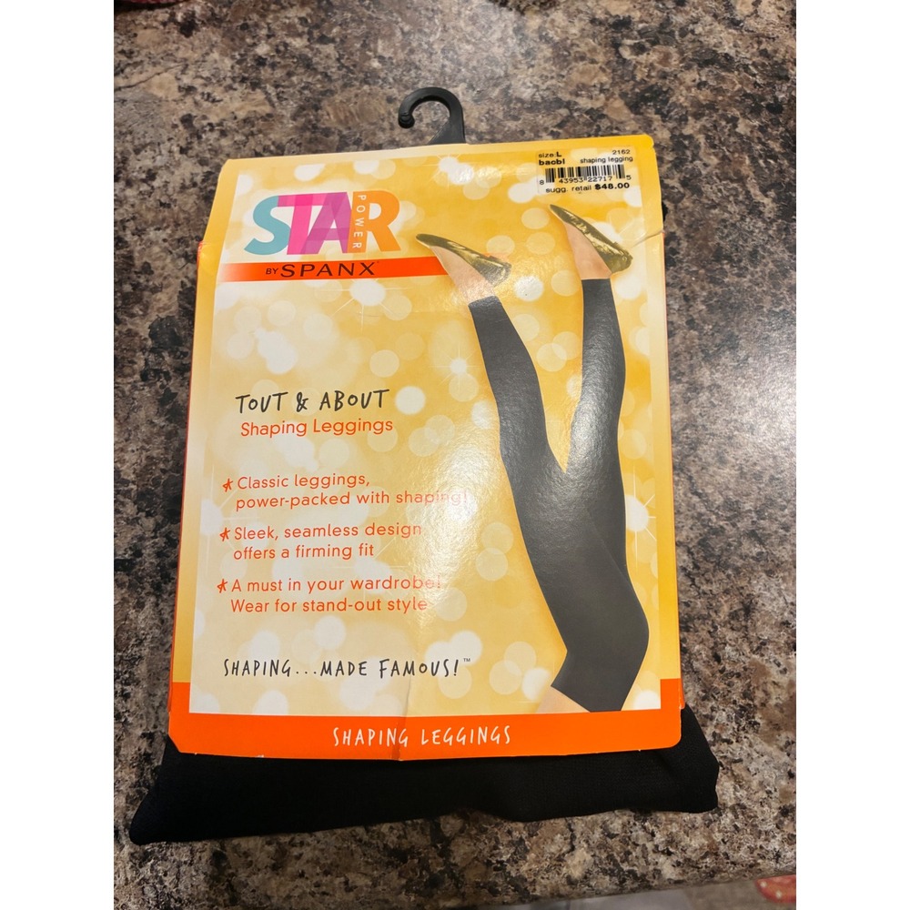 Star Power by Spanx Tout & About Shaping Leggings Black Size Large 2162 New